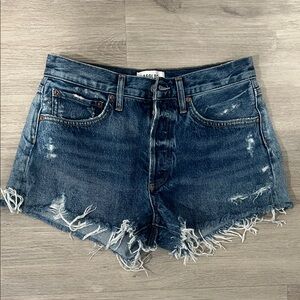 Agolde Dark Blue Parker Distressed Denim Shorts 100% Cotton Size 26